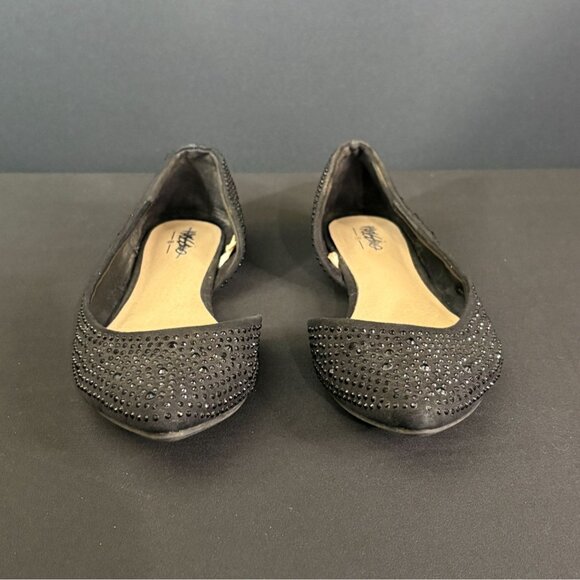 MOSSIMO WOMENS BLACK RHINESTONE STUDDED d'ORSAY SPARKLING BALLET POINTED FLATS - Picture 6 of 8